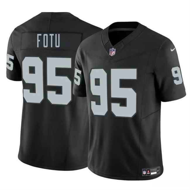 Men's Las Vegas Raiders #95 Leki Fotu Black 2025 F.U.S.E. Vapor Stitched Football Jersey